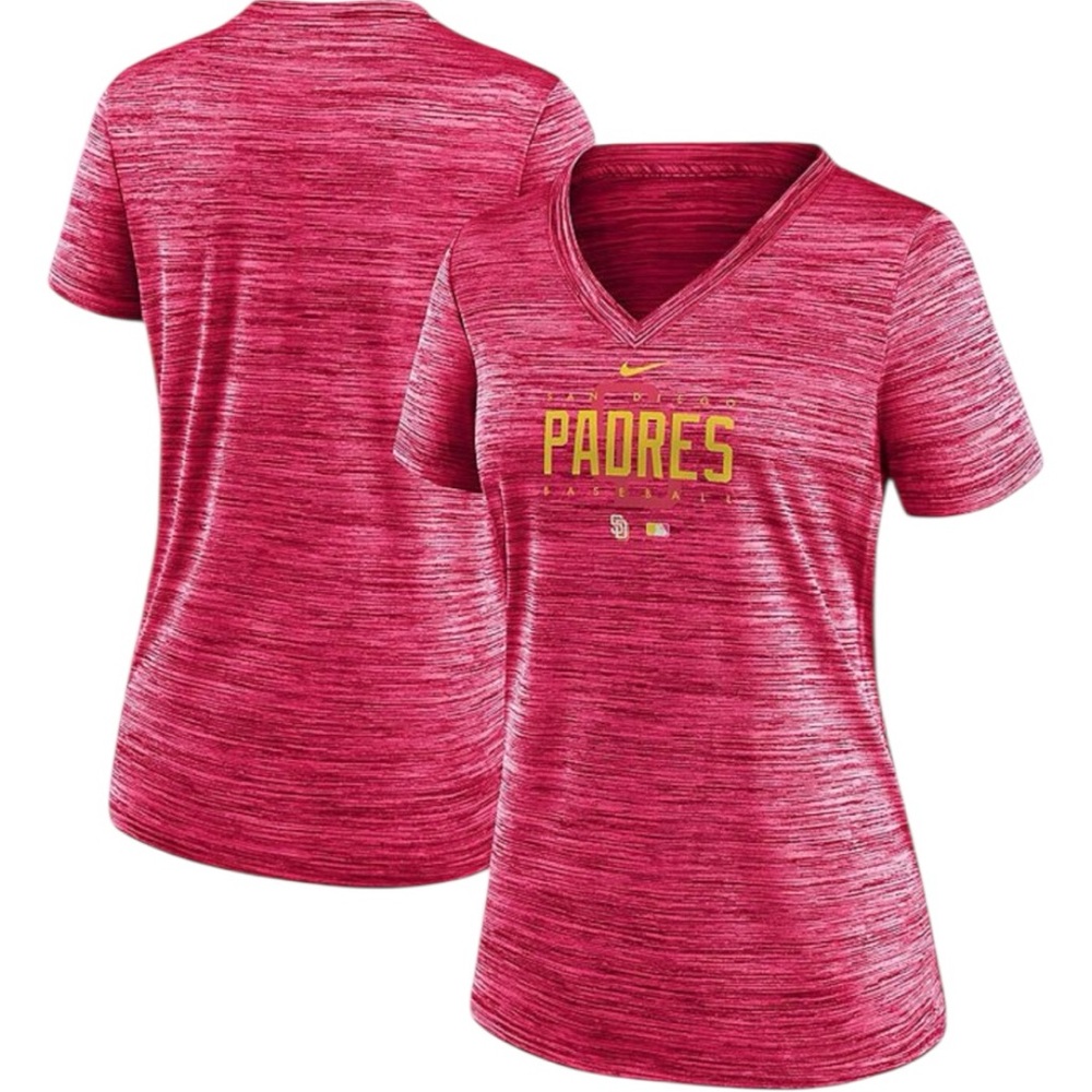 NIKE Women's Pink San Diego Padres City Connect V-Neck T-Shirt (L)